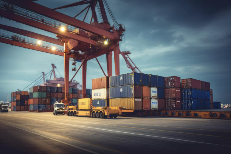 logistics-transportation-container-cargo-ship-cargo-plane-with-working-crane-bridge-shipyard-sunrise-logistic-import-export-transport-industry-background-ai-generative (1)